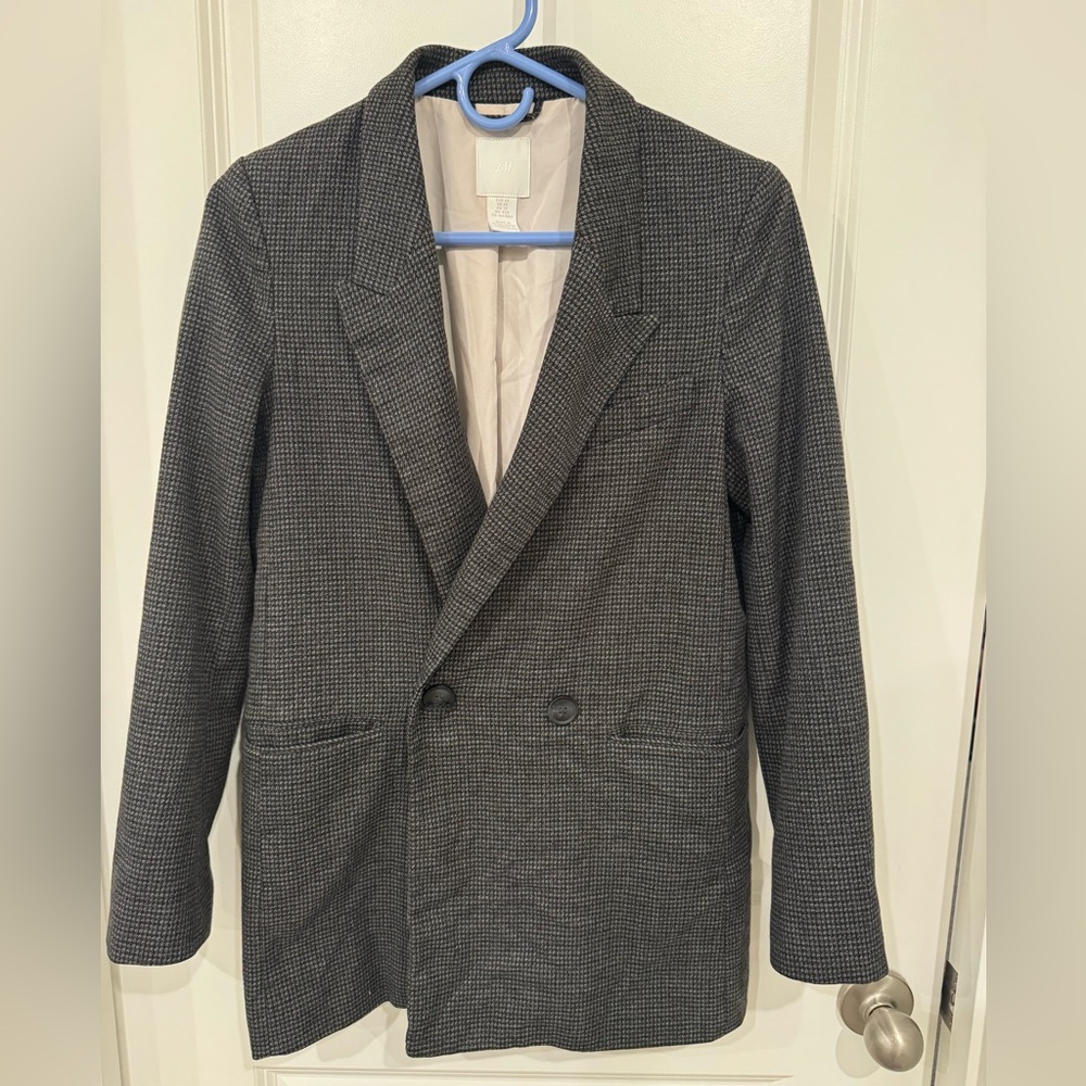 H&M Charcoal Checkered Blazer